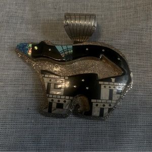 Native “fetish” bear. This is a one of a kind handmade sterling pendant.